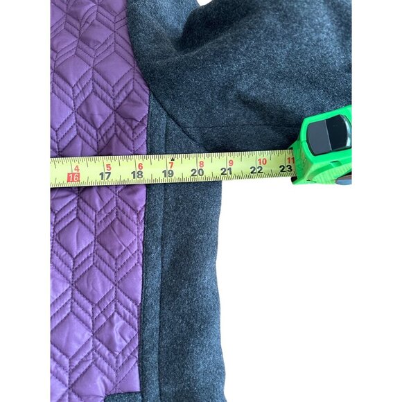 Per Se By Carlisle Quilted Coat Size 10 Purple & Gray Long Sleeve Button Closure - Picture 10 of 14